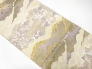 アンティーク　服部織物製　こはく錦遠山模様織出し袋帯（材料）